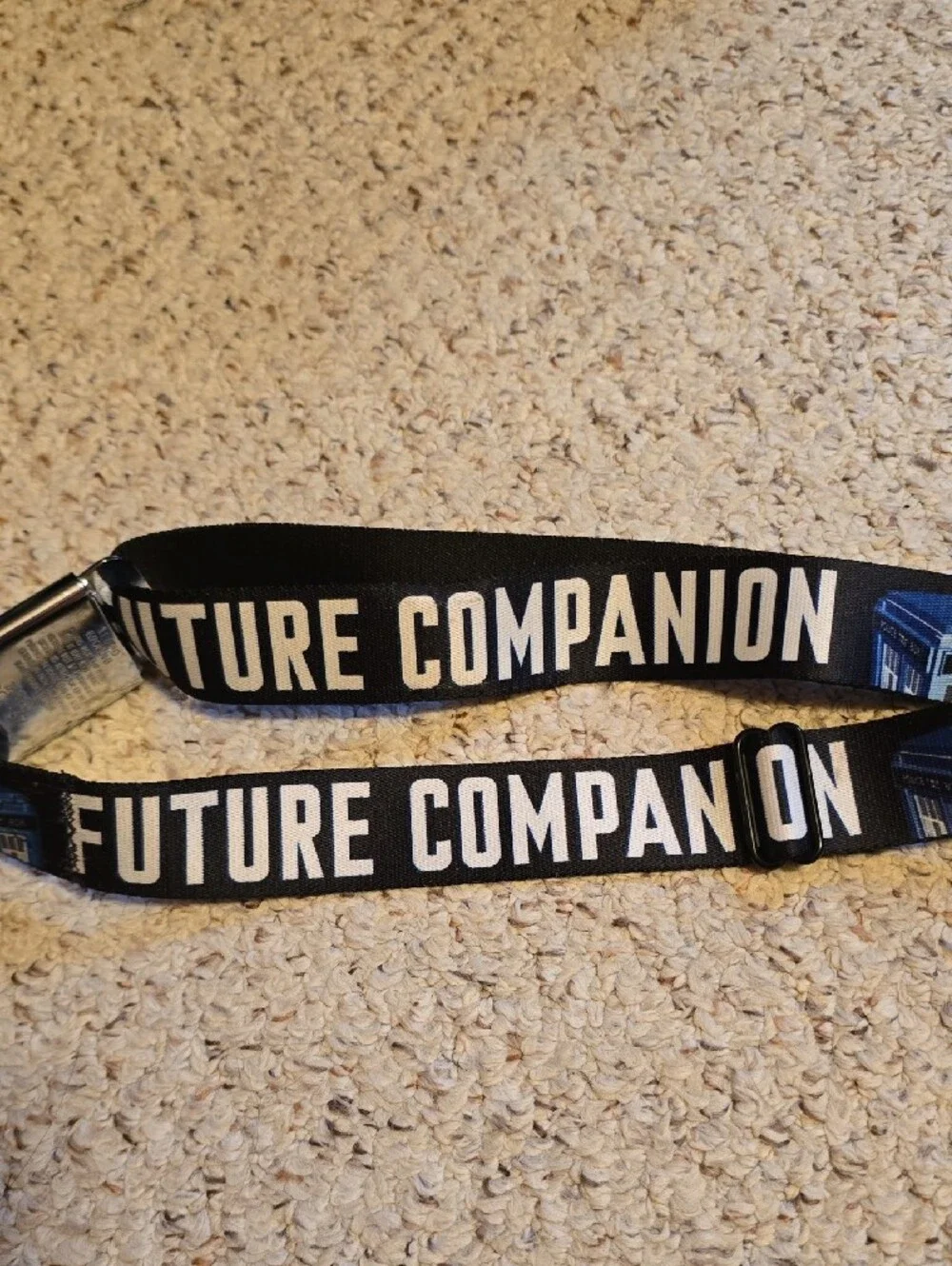 Buckle-Down Black Belt with Blue TARDIS and White Lettering